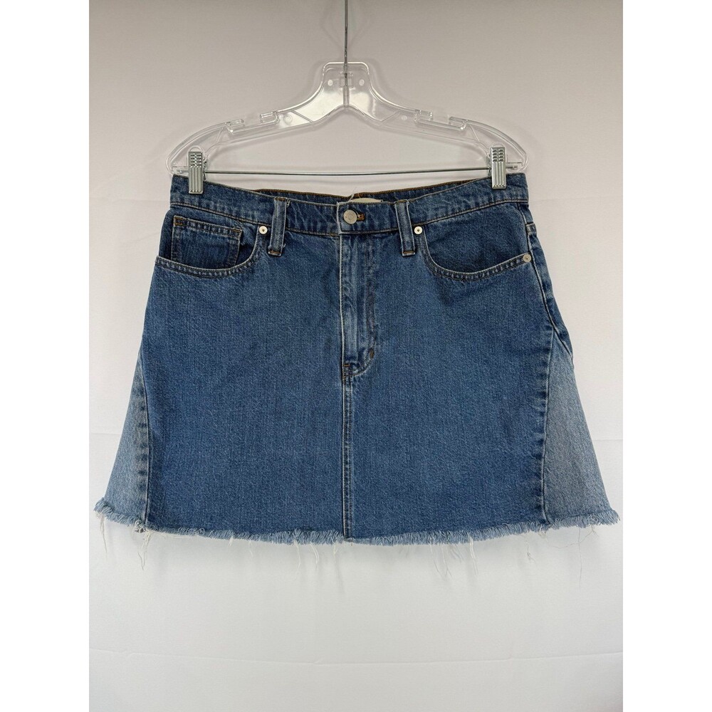 Madewell Rigid Denim A-Line Mini Skirt Pieced Edition Blue Women's Size 31